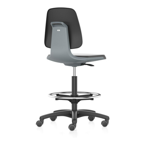 bimos Arbeitsstuhl Labsit 4, K-Leder anthrazit Sitzhöhe 560-810 mm