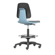 bimos Arbeitsstuhl Labsit 4, K-Leder blau Sitzhöhe 560-810 mm