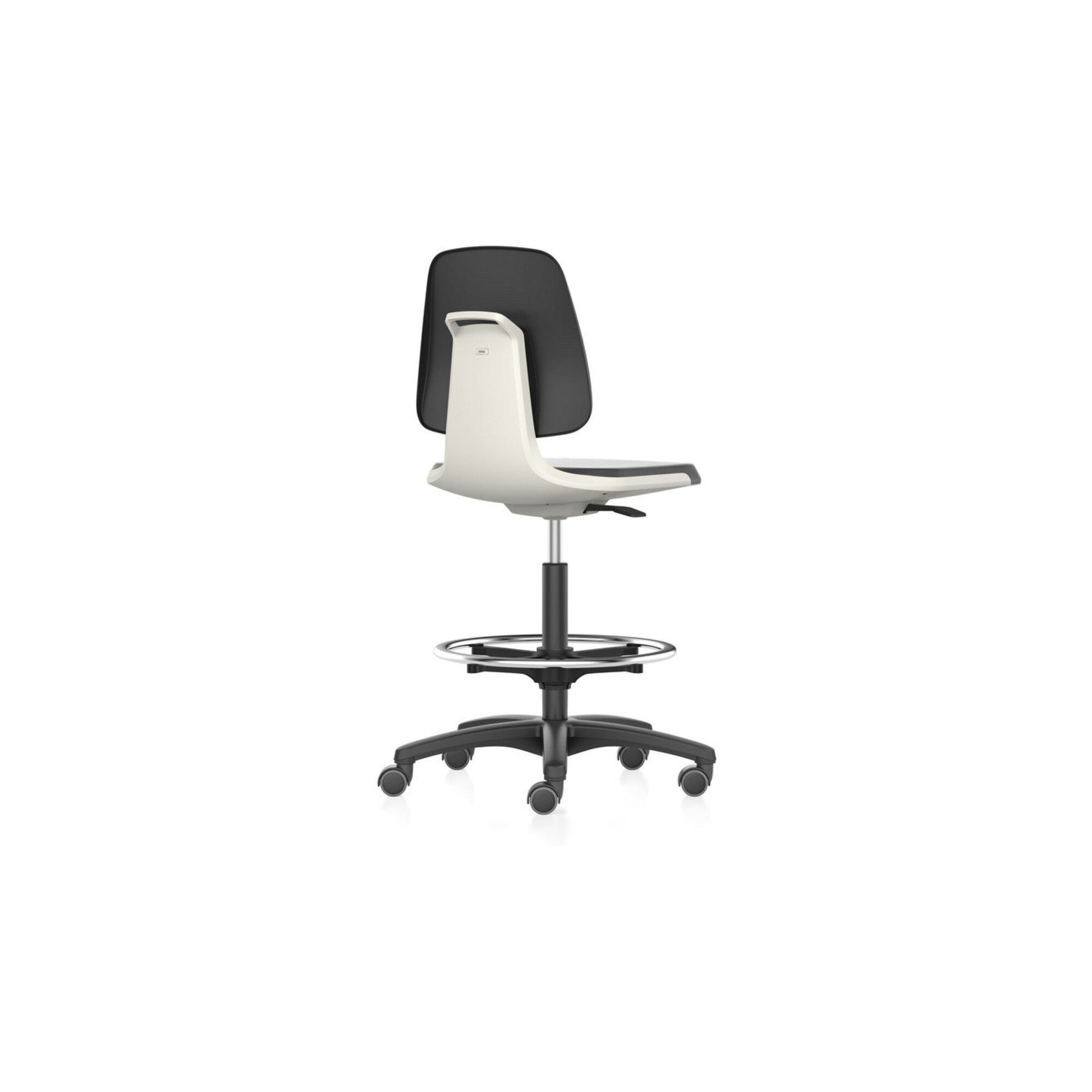 bimos Arbeitsstuhl Labsit 4, K-Leder weiß Sitzhöhe 560-810 mm
