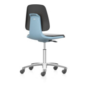 bimos Arbeitsstuhl Labsit mit Rollen, Sitz-H.450-650 mm, Kunstleder, Sitzschale blau
