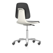 bimos Arbeitsstuhl Labsit mit Rollen, Sitz-H.450-650 mm, Kunstleder, Sitzschale weiß