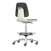 bimos Arbeitsstuhl Labsit mit Rollen, Sitz-H.560-810 mm, Kunstleder, Sitzschale weiß