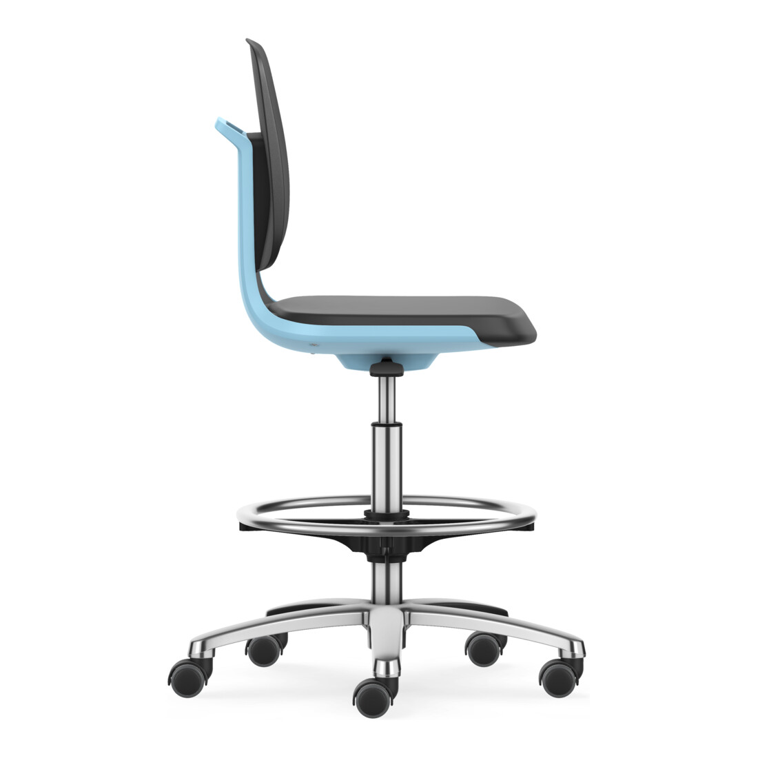Bimos Arbeitsstuhl Labsit mit Rollen Sitz-H.560-810 mm Skintec blau