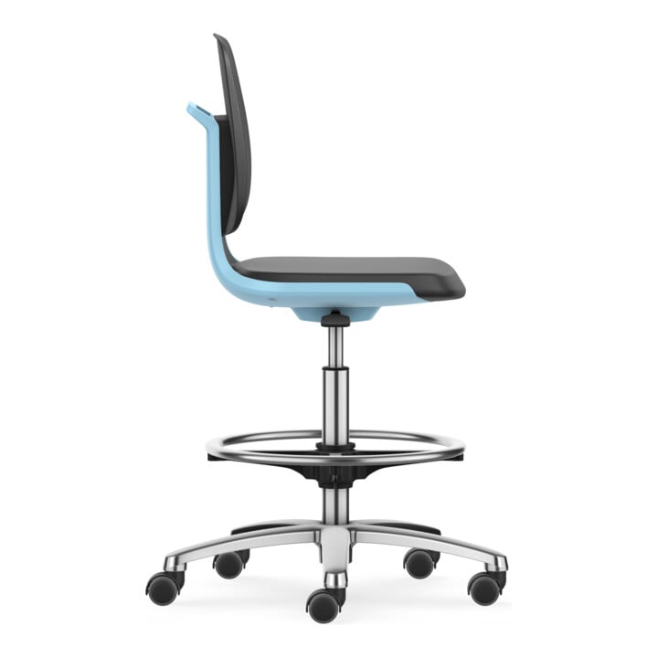 Bimos Arbeitsstuhl Labsit mit Rollen Sitz-H.560-810 mm Skintec blau