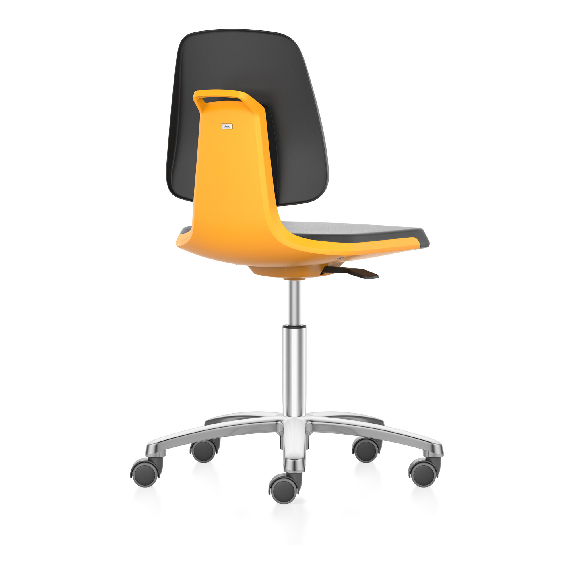 bimos Arbeitsstuhl Labsit mit Rollen Sitzhöhe 450-650 mm Supertec Sitzschale orange