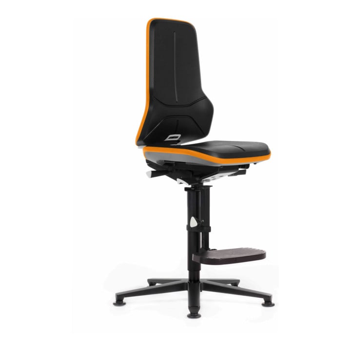 bimos Arbeitsstuhl Neon Basisst. Gleiter Aufstiegh. Flexb. orange Sitzh. 590-870 ohne Polster