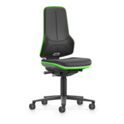 bimos Arbeitsstuhl Neon XXL bis 180 kg mit Rollen, Integralschaum, Flexband grün, Sitz 470-640 mm