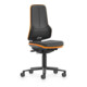 bimos Arbeitsstuhl Neon XXL bis 180 kg mit Rollen, Integralschaum, Flexband orange, Sitz 470-640 mm-1