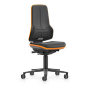 bimos Arbeitsstuhl Neon XXL bis 180 kg mit Rollen, Integralschaum, Flexband orange, Sitz 470-640 mm