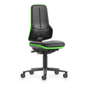 bimos Arbeitsstuhl Neon XXL bis 180 kg mit Rollen, Kunstleder, Flexband grün, Sitz 470-640 mm