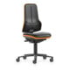 bimos Arbeitsstuhl Neon XXL bis 180 kg mit Rollen, Kunstleder, Flexband orange, Sitz 470-640 mm-1