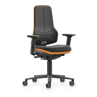 bimos Arbeitsstuhl XXL orange mit Rollen Supertec mit Armlehnen