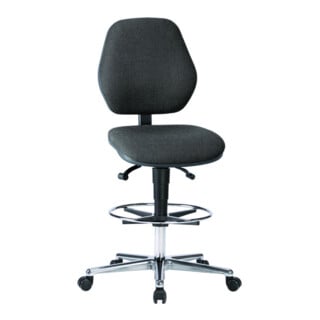 bimos Chaise de travail avec tissu noir Hauteur d'assise 620-870 mm avec roulettes / repose-pieds