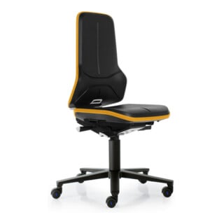 bimos Chaise de travail ESD Neon 2, orange, hauteur d’assise 450-620 mm avec roulettes, sans rembourrage