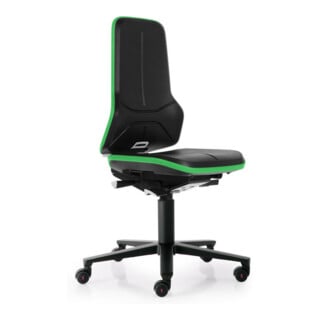 bimos Chaise de travail ESD Neon 2, verte, hauteur d'assise 450-620 mm avec roulettes, sans rembourrage