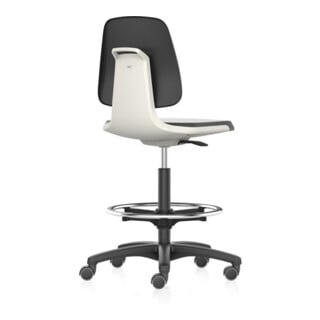 bimos Chaise de travail Labsit 4, cuir K blanc Hauteur d’assise 560-810 mm