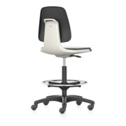bimos Chaise de travail Labsit 4, cuir K blanc Hauteur d’assise 560-810 mm