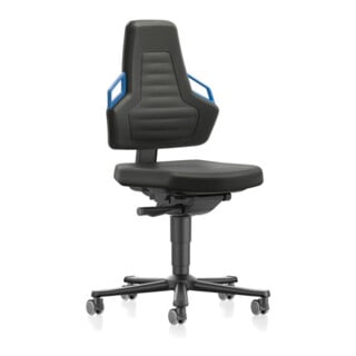 bimos Chaise de travail Nexxit 2 poignées bleu Hauteur d'assise 450-600 mm tissu noir, avec