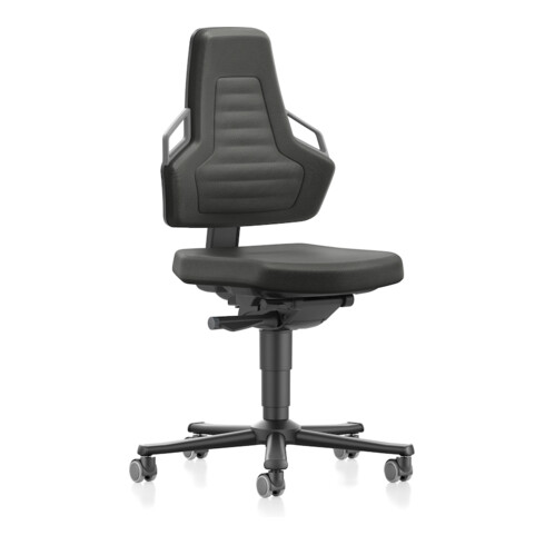 bimos Chaise de travail Nexxit 2 poignées gris hauteur d'assise 450-600 mm tissu noir, avec