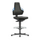 bimos Chaise de travail Nexxit 3 poignées bleu hauteur assise 570-820 mm tissu noir, repose-pieds-1