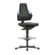 bimos Chaise de travail Nexxit 3 poignées bleu hauteur assise 570-820 mm tissu noir, repose-pieds