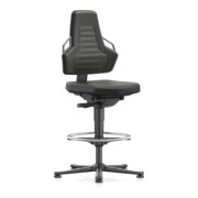 bimos Chaise de travail Nexxit 3 poignées gris Hauteur d’assise 570-820 mm tissu noir, repose-pieds