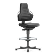 bimos Chaise de travail Nexxit avec patins au sol et repose-pieds, assise en similicuir noir 570-820 mm