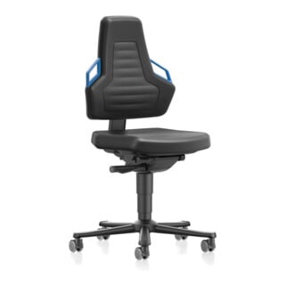 BIMOS Chaise de travail Nexxit Rl. mousse intégrale noire, poignée bleue 450-600 mm