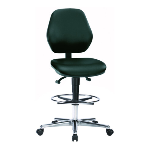 bimos Chaise de travail similicuir noir Hauteur d’assise 620-870 mm avec roulettes / repose-pieds