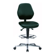 bimos Chaise de travail similicuir noir Hauteur d’assise 620-870 mm avec roulettes / repose-pieds
