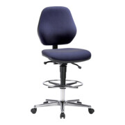 bimos Chaise de travail tissu bleu Hauteur d’assise 620-870 mm avec roulettes / repose-pieds
