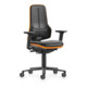 bimos Chaise de travail XXL orange avec roulettes, similicuir, accoudoirs-1
