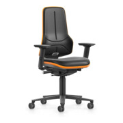 bimos Chaise de travail XXL orange avec roulettes, similicuir, accoudoirs
