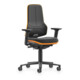 bimos Chaise de travail XXL orange avec roulettes Supertec avec accoudoirs-1