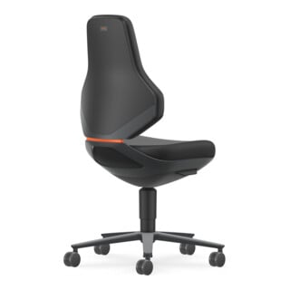 Bimos Chaise industrielle et de laboratoire Texon avec roulettes, hauteur d’assise 450-620 mm, Skintec noir