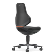 Bimos Chaise industrielle et de laboratoire Texon avec roulettes, hauteur d’assise 450-620 mm, Skintec noir-1