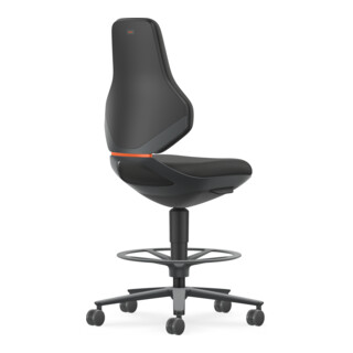 Bimos Chaise industrielle et de laboratoire Texon roulettes freinées repose-pieds 570-810 mm noir