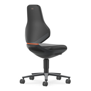 Bimos Chaise industrielle et de laboratoire Texon roulettes hauteur d’assise 450-620 mm similicuir noir