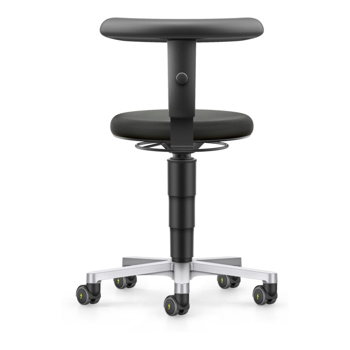 bimos ESD Hocker mit Rollen, Stoff schwarz, Sitzhöhe 450-650 mm, Flex-Stütze