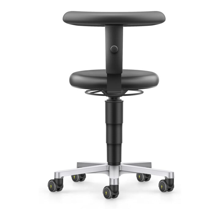 bimos ESD tabouret à roulettes, similicuir noir, hauteur d'assise 450-650 mm, support Flex