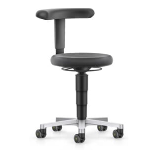 bimos ESD tabouret avec roulettes, Supertec noir, hauteur d'assise 450-650 mm, support Flex