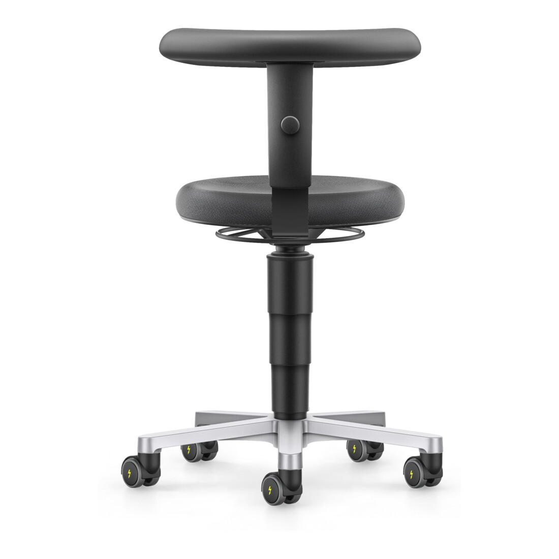 bimos ESD tabouret avec roulettes, Supertec noir, hauteur d'assise 450-650 mm, support Flex
