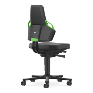 Bimos Fauteuil de bureau Nexxit Skintec roulettes poignée verte hauteur d’assise 450-600 mm