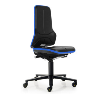bimos Fauteuil de travail ESD Neon 2, bleu, hauteur d'assise 450-620 mm avec roulettes, sans rembourrage