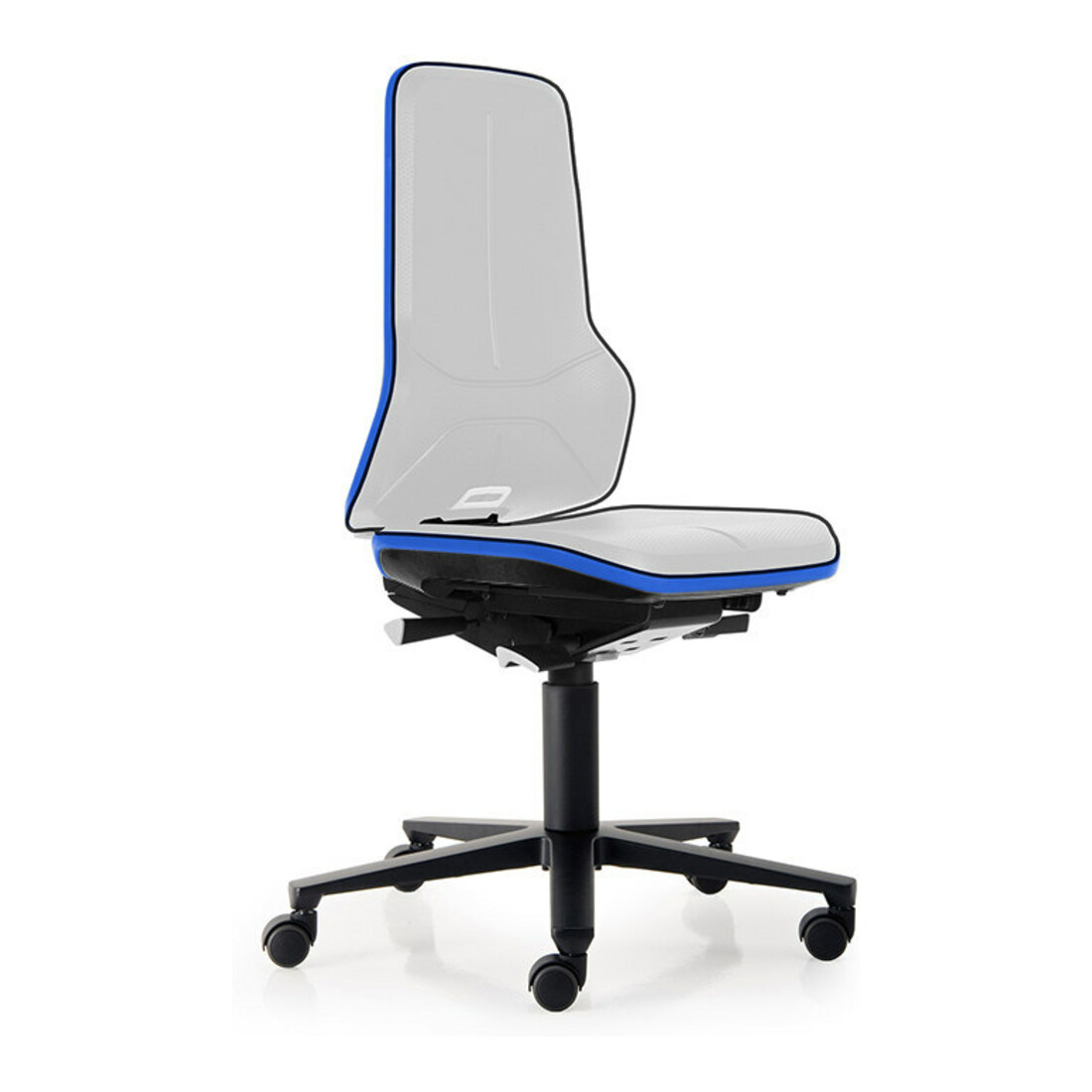 bimos Fauteuil de travail ESD Neon 2, bleu, hauteur d'assise 450-620 mm avec roulettes, sans rembourrage