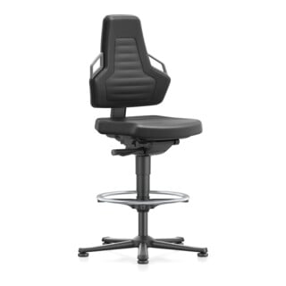 bimos Fauteuil de travail Nexxit avec patins de sol + anneau repose-pieds mousse intégrale noir 570-820 mm