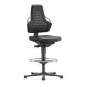 bimos Fauteuil de travail Nexxit avec patins de sol + anneau repose-pieds mousse intégrale noir 570-820 mm