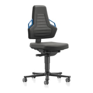 BIMOS Fauteuil de travail Nexxit Rl.Supertec tissu noir, poignée bleue, 450-600 mm