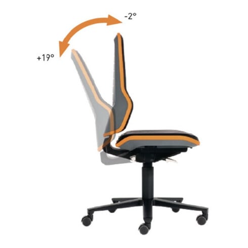 bimos Fauteuil de travail pivotant Neon avec roulettes orange assise H450-620mm contact permanent