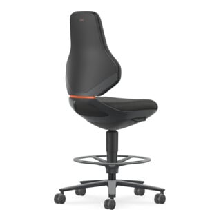 Bimos Industrie- und Laborstuhl Texon Sitz-Stopp-Rollen Fußring 570-810 mm schwarz